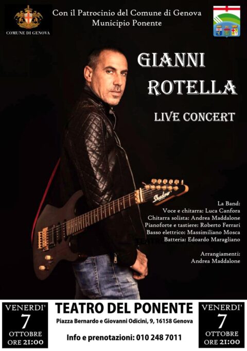 LIVE | Gianni Rotella il 7 ottobre al Teatro del Ponente, Genova