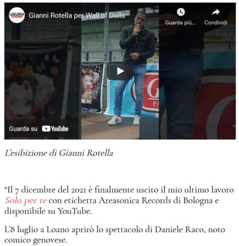 PRESS | Gianni Rotella, intervista su Liguria Today